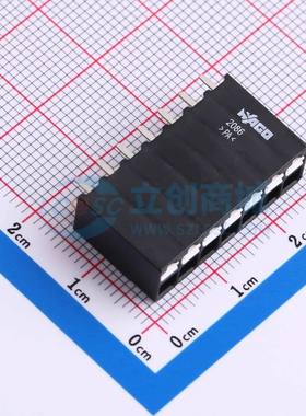 弹簧式接线端子2086-1107 插件,P=3.5mm 1x7P 直插 黑色