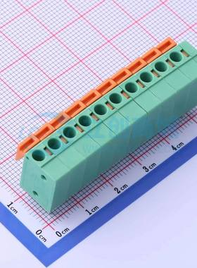 弹簧式接线端子JL142V-50810GA1 插件,P=5.08mm 1x10P 直插 绿色