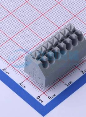 弹簧式接线端子250-207 插件,P=3.5mm(交错脚) 1x7P 灰色