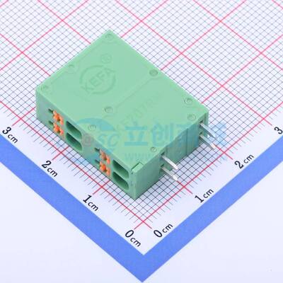 弹簧式接线端子KF207RH-3.5-2*2P 弯插,P=3.5mm 2x2P 绿色
