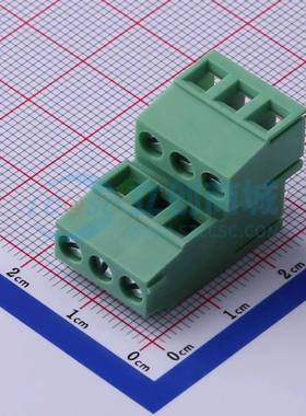 螺钉式接线端子DB128B-5.0-2*3P-GN-S 插件,P=5mm 2x3P 直插 绿色