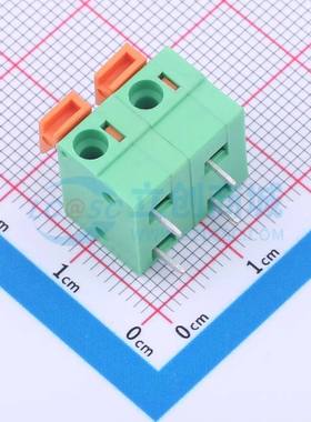 弹簧式接线端子DB142R-7.62-2P-GN 弯插,P=7.62mm 1x2P 绿色