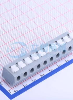 弹簧式接线端子KF202-7.5-10P 插件,P=7.5mm(交错脚) 1x10P 灰色