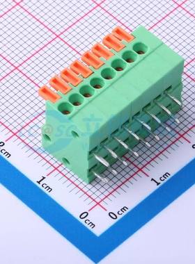弹簧式接线端子DB141R-2.54-8P-GN 弯插,P=2.54mm 1x8P 绿色