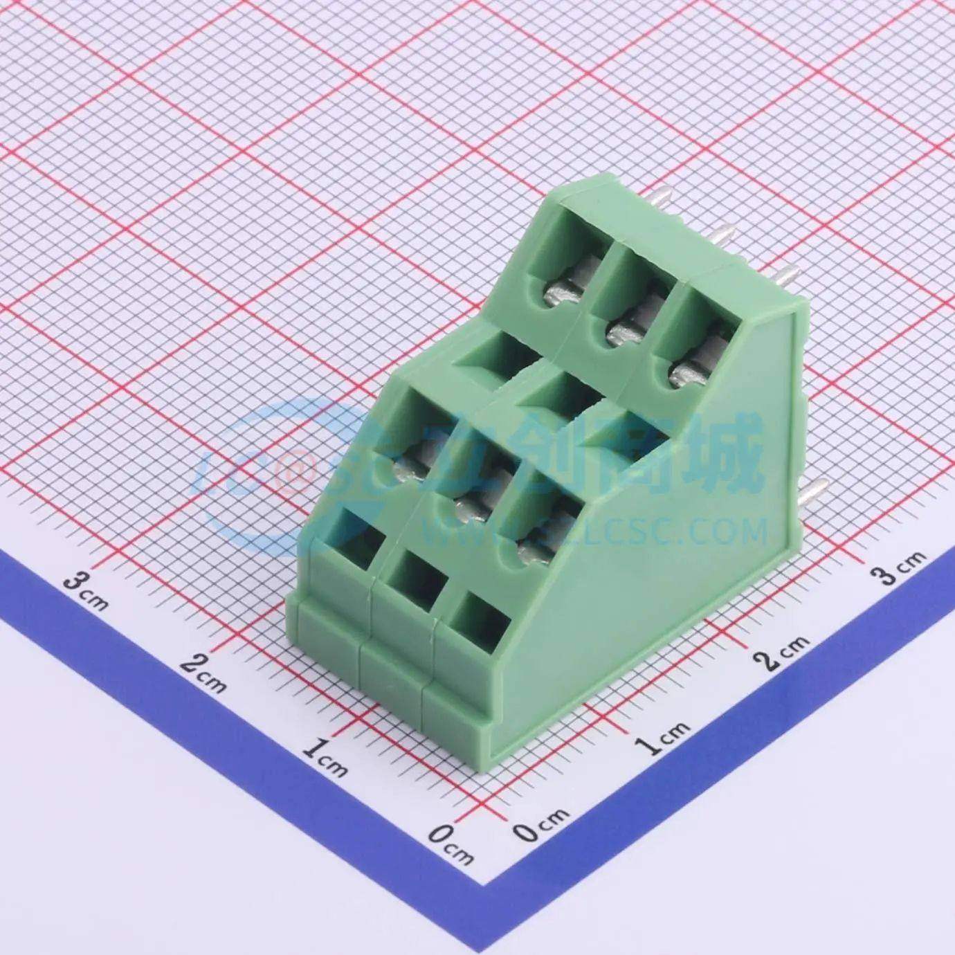 弹簧式接线端子XY112B-5.08-2*3P 插件,P=5.08mm 2x3P 绿色