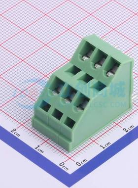 弹簧式接线端子XY112B-5.08-2*3P 插件,P=5.08mm 2x3P 绿色