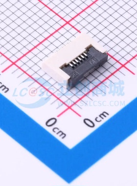 连接器HX0.5-6P XJH2.0 043 SMD,P=0.5mm,卧贴 6P 翻盖式 下接