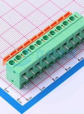 弹簧式接线端子DB142R-5.08-10P-GN 弯插,P=5.08mm 1x10P 绿色