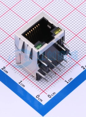 以太网连接器 X01AQ285DA2ADA2弯插 RJ45插座 带LED 有屏蔽