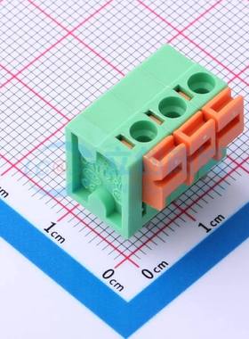 弹簧式接线端子DB142V-5.08-3P-GN 插件,P=5.08mm 1x3P 直插 绿色