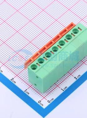弹簧式接线端子DB142V-5.08-7P-GN 插件,P=5.08mm 1x7P 直插 绿色