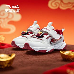 喵喵鞋新年款安踏学步鞋女宝宝婴幼儿鞋新款童鞋红色拜年运动鞋