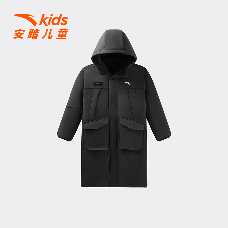 安踏儿童男大童长羽绒服2025年冬季新款保暖抗寒中大童四防羽绒服