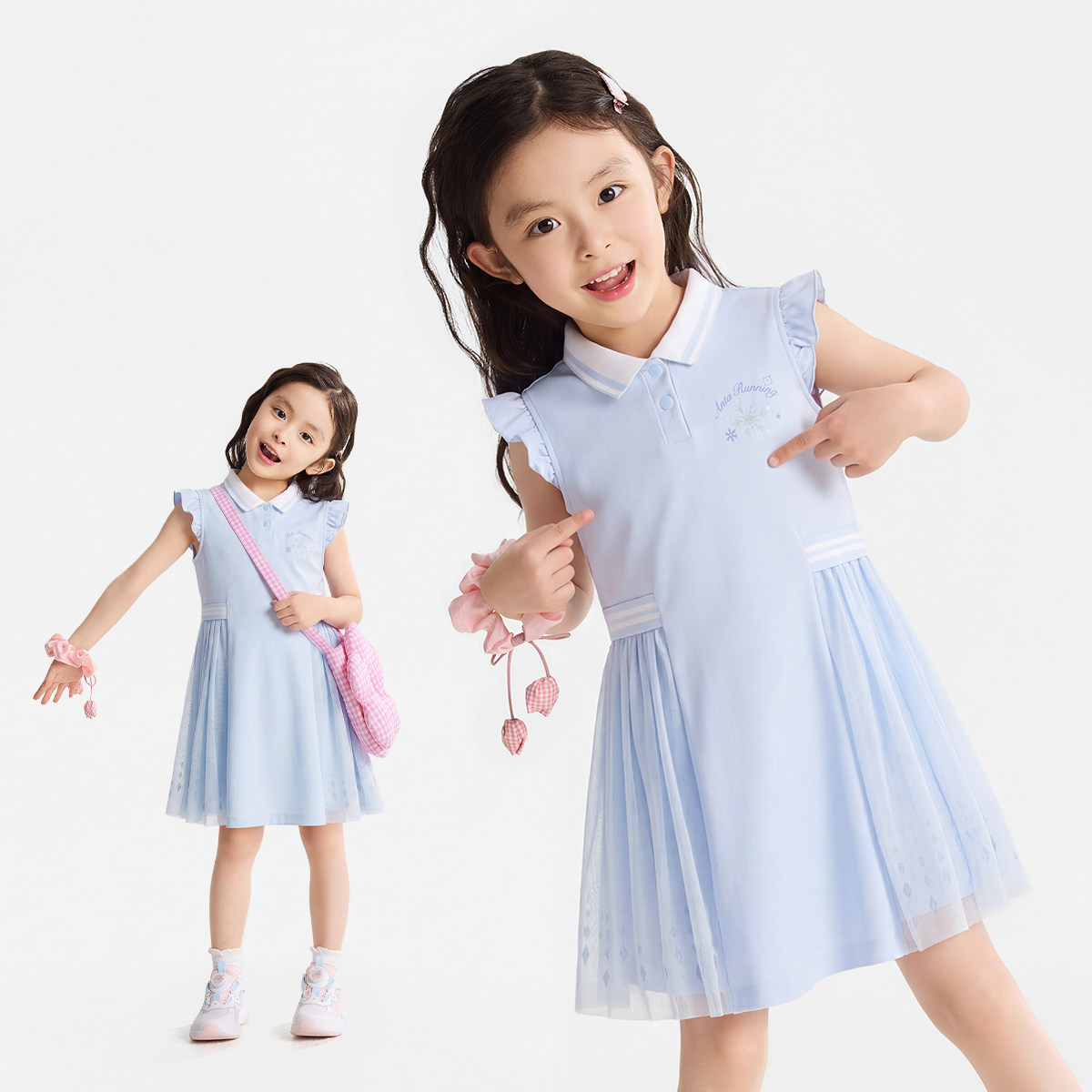 冰雪奇缘联名安踏儿童女小童针织连衣裙26年夏季女孩无袖运动裙潮