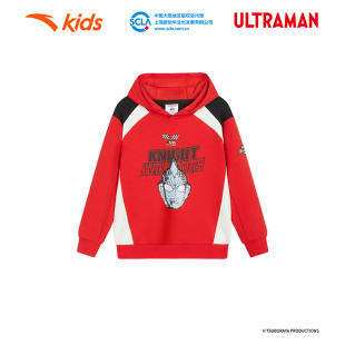 安踏儿童奥特曼上衣2026初秋款男小童卫衣针织连帽长袖