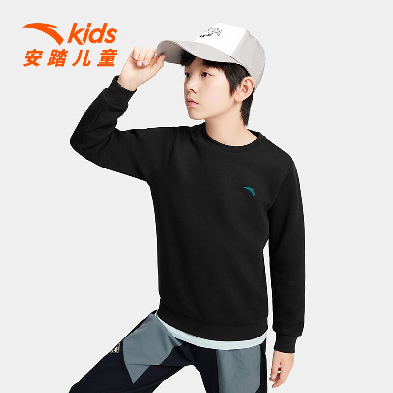 安踏儿童棉质亲肤卫衣2026春秋季新款男中大童男女孩青少年长袖