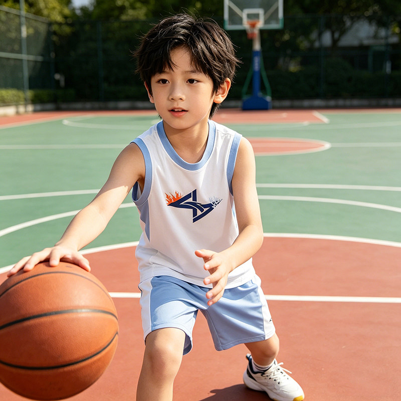 安踏儿童童装篮球套装男童2026夏季新款中大童速干透气运动套装