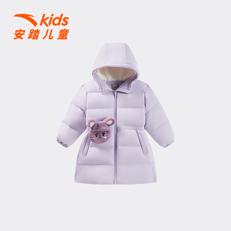安踏儿童女小童中长羽绒服2026新款保暖抗寒儿童四防热返羽绒外套