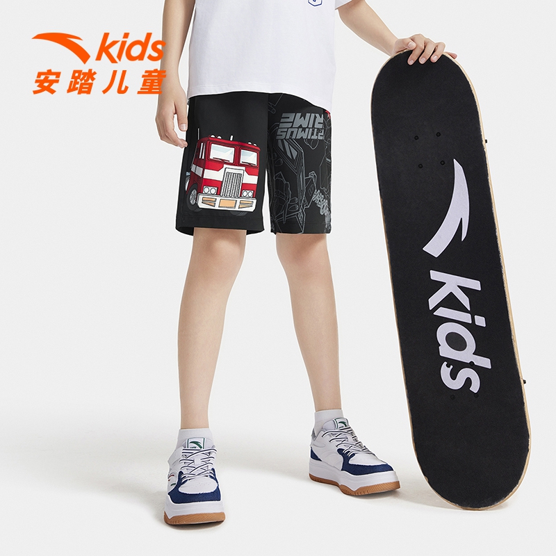 安踏儿童短裤2025夏季新款男小童宽松变形金刚速干梭织五分裤