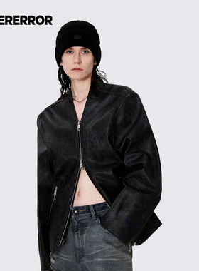 ADERERROR 23FW Litte 夹克秋季新品V领拉链手肘补丁时尚羊皮外套