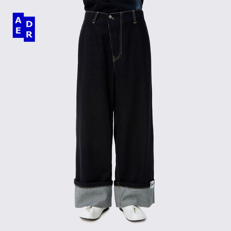 ADERERROR 24SS Ulsen 牛仔裤宽松款底端卷起中腰休闲潮流裤子