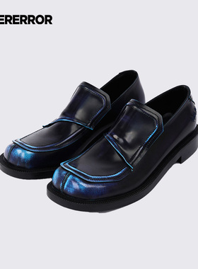 ADERERROR Curve系列  LF00 潮流蓝色燃烧图案乐福鞋