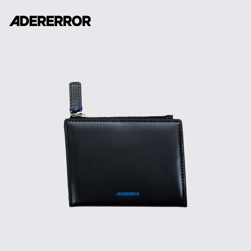 ADERERROR蓝色缝线斜形拉链卡包