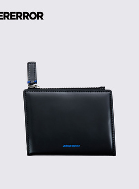 ADERERROR 24SS Cladi 钱包正面蓝色标志蓝色缝线斜形拉链卡包