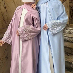 阿拉伯印尼服饰中东手工钉珠开衫长袍女 Open Arab Kimono Women