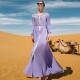dress紫色仙女裙水钻连衣裙宫廷旅行气质大码 长裙muslim dress