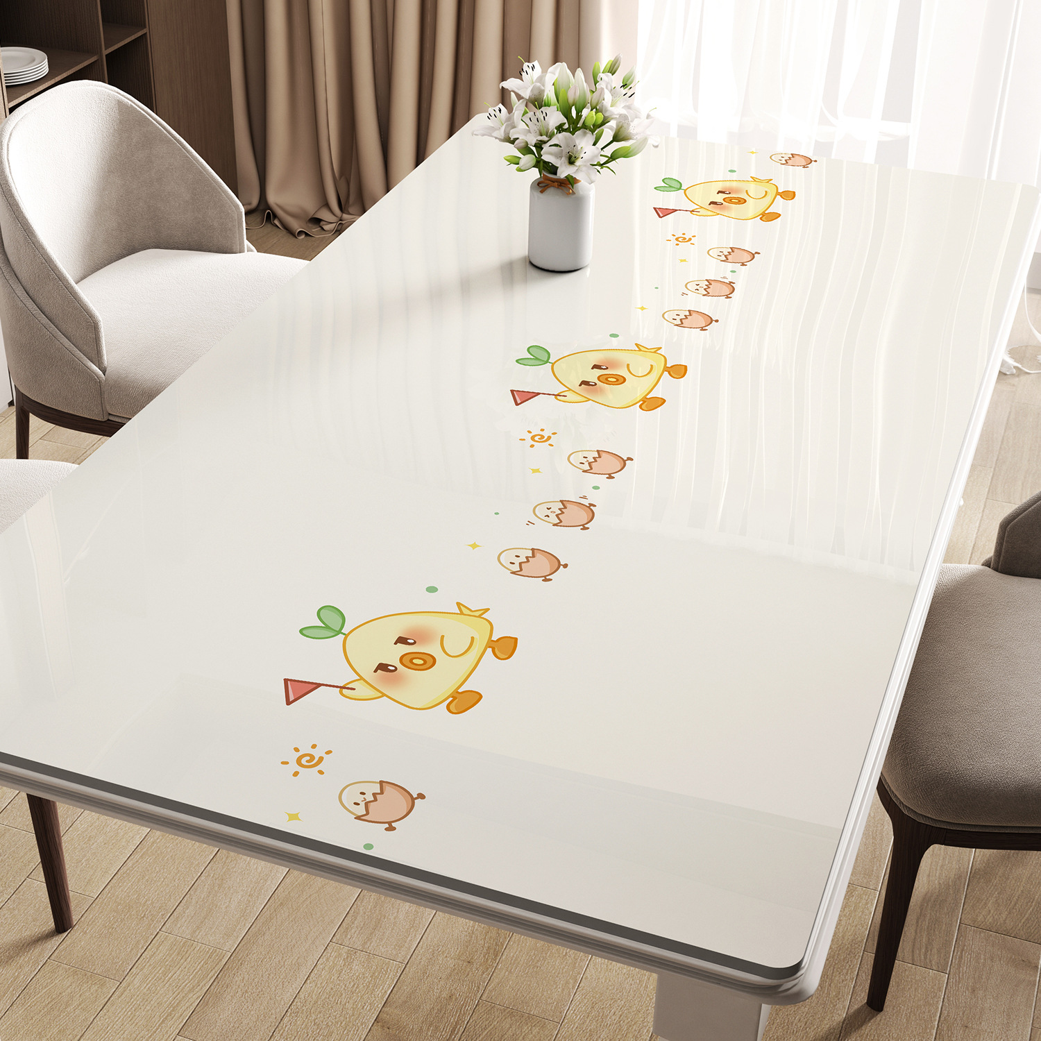 家用桌布桌面保护垫透明印花PVC