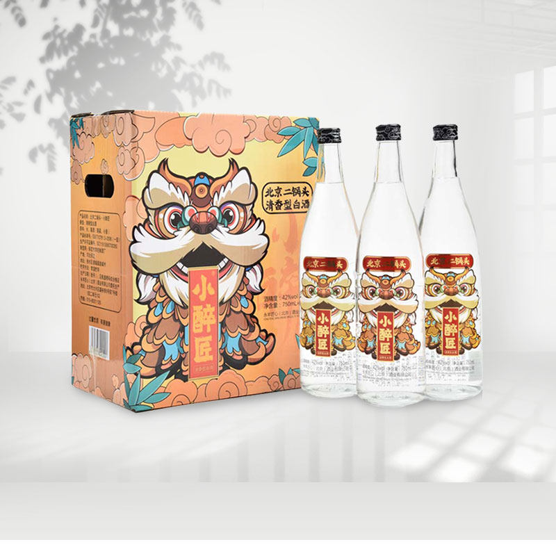 国潮白酒北京二锅头小醉匠42度瓶装口粮酒750ml纯粮食清香型试饮