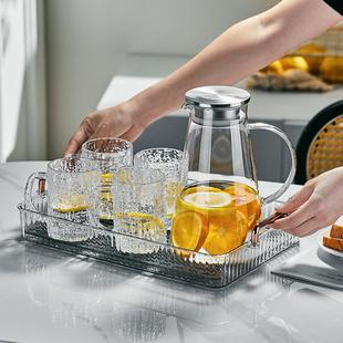 高档轻奢冰川杯茶杯 家用客厅待客水杯玻璃耐高温女生喝水杯子套装