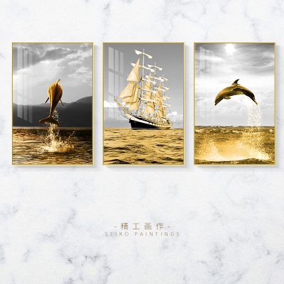 现代客厅e沙发背景墙黑白风景挂画