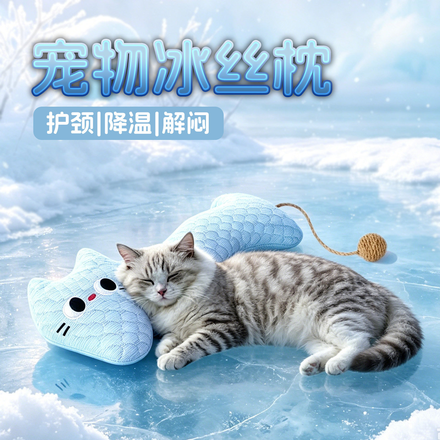 猫咪专用夏季冰丝小枕头