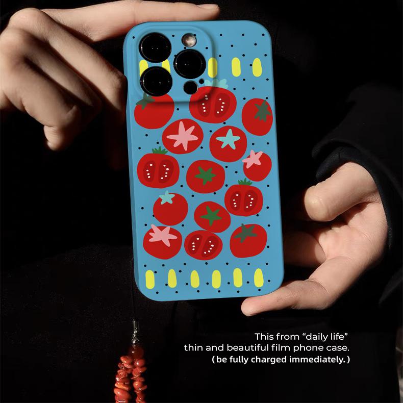 夏日新款原创【番茄西红柿】适用苹果15promax手机壳 iphone14小众一加小米14华为p60软壳女防摔15plus保护壳