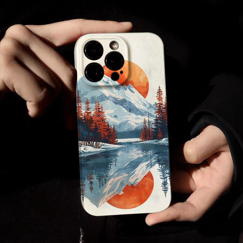 原创新款复古【红日雪山】适用华为iPhone苹果15promax手机壳女生14plus小众13中国风12小众不撞款适用11全包