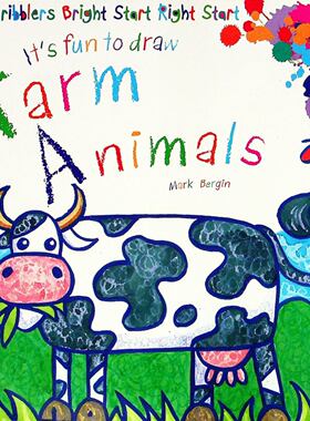 Scribblers闪亮启蒙原版书英语农场动物绘画教程儿童艺术启蒙马克博金创作的彩色绘画指导书适合710岁孩子学习绘画技巧和动物认