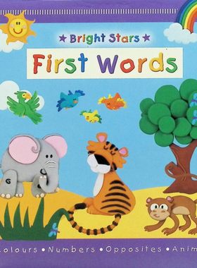闪亮之星原版书FirstWords英语启蒙词汇幼儿认知绘本彩色绘本书适合02岁宝宝学习颜色数字动物反义词基础概念亲子共读早教启蒙