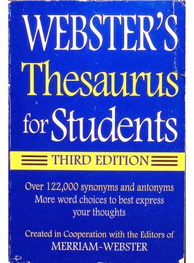 韦氏学生同义词词典原版书英语学习必备工具书WEBSTERS由美国权威辞书出版机构梅里亚姆韦伯斯特编辑团队打造收录超过122000个同