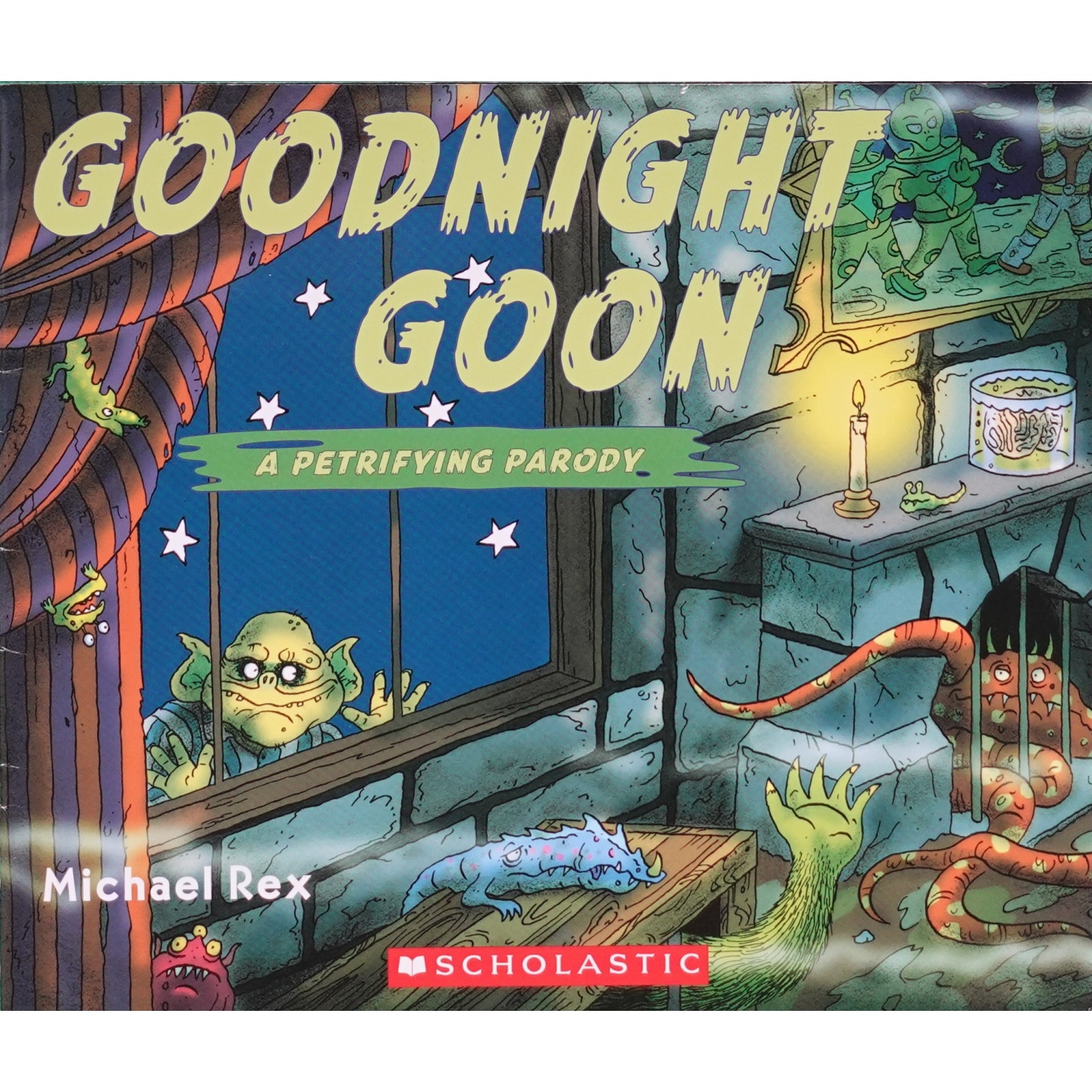 英语原版引进GoodnightGoon晚安呆瓜幽默绘本迈克尔雷克斯作品学乐出版社出版适合36岁儿童亲子共读的爆笑怪兽睡前故事颠覆传统