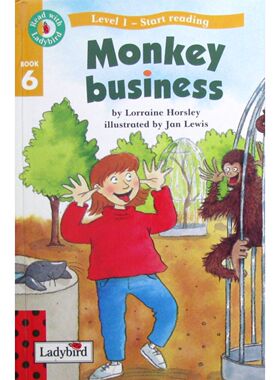 英语启蒙原版书和小瓢虫一起阅读系列淘气猴子绘本MonkeyBusiness适合36岁儿童英语启蒙读物英国作家洛林霍斯利创作简刘易斯插画