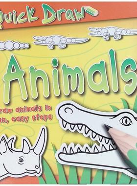 快速画系列原版书英语QuickDraw动物绘本亲子绘画教程保罗贝尔艺术工作室创作适合36岁儿童通过简单步骤学习动物绘画培养观察力