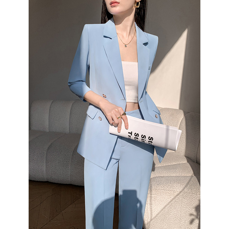 休闲西装套装女夏季薄款气质女神范高级感职业新款时髦御姐西服秋