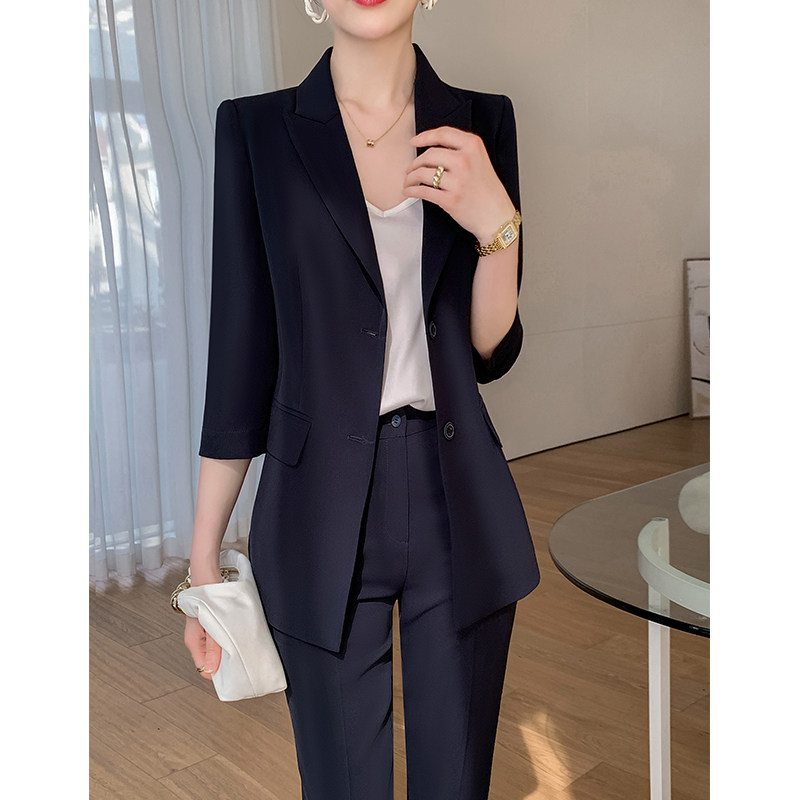 2026新款西装套装女夏季薄款七分袖高级感职业装气质修身工作西服