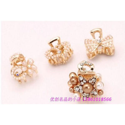 网红Korean jewelry pearl bow hair clip bangs hairpin/gripper