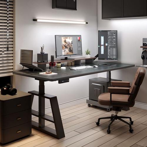 黑色电动升降电脑桌wzo双电机