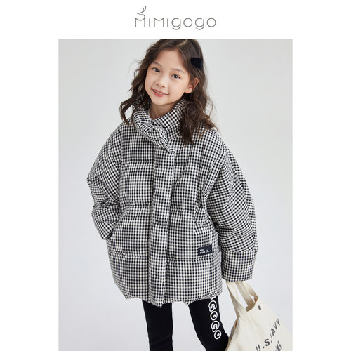 MIMIGOGO宽松格纹羽绒服
