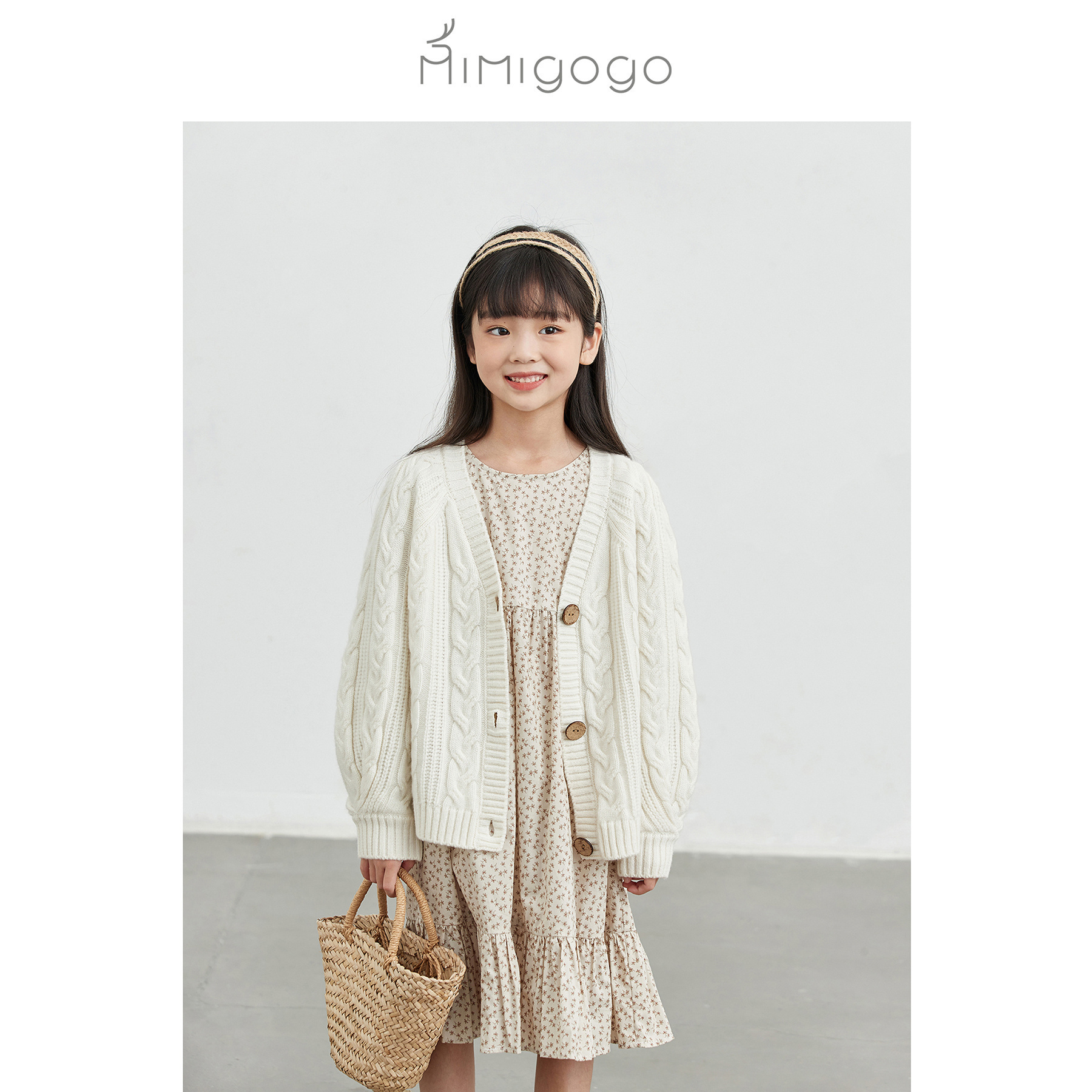 MIMIGOGO软糯全羊毛麻花开衫