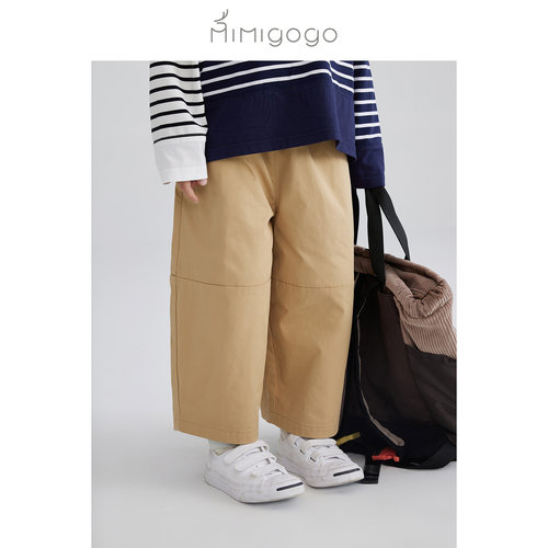 MIMIGOGO直筒拼接剪裁休闲裤